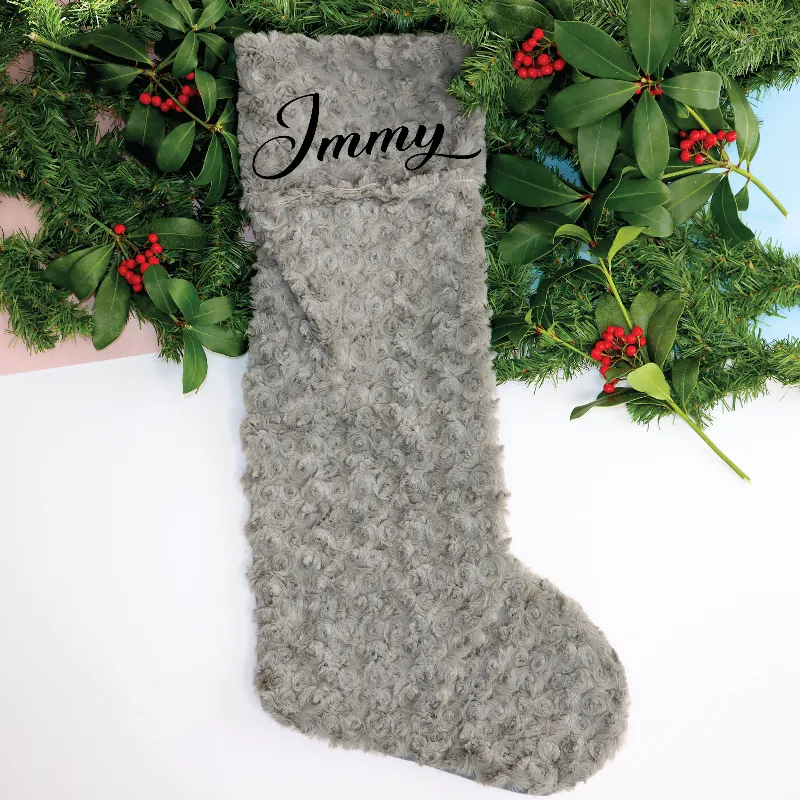 Personalised Luxury Christmas Stocking and Santa Sack in Grey