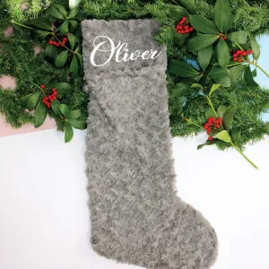 Personalised Luxury Christmas Stocking and Santa Sack in Grey