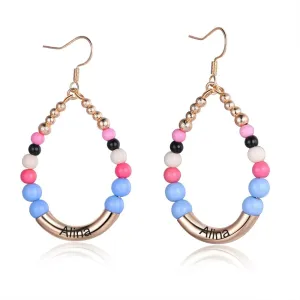 Personalized 1 Name Engraved Bohemian Earrings