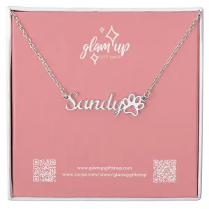 Personalized Name Necklace with Dog Paw Cat Paw Gift for Pet Lovers Fur Moms