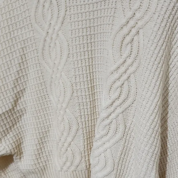 Pink Lily Cream Crew Neck Sweater with Knitted Texture