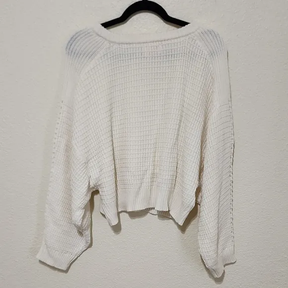 Pink Lily Cream Crew Neck Sweater with Knitted Texture