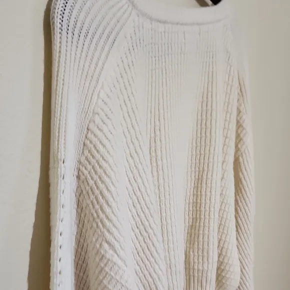 Pink Lily Cream Crew Neck Sweater with Knitted Texture