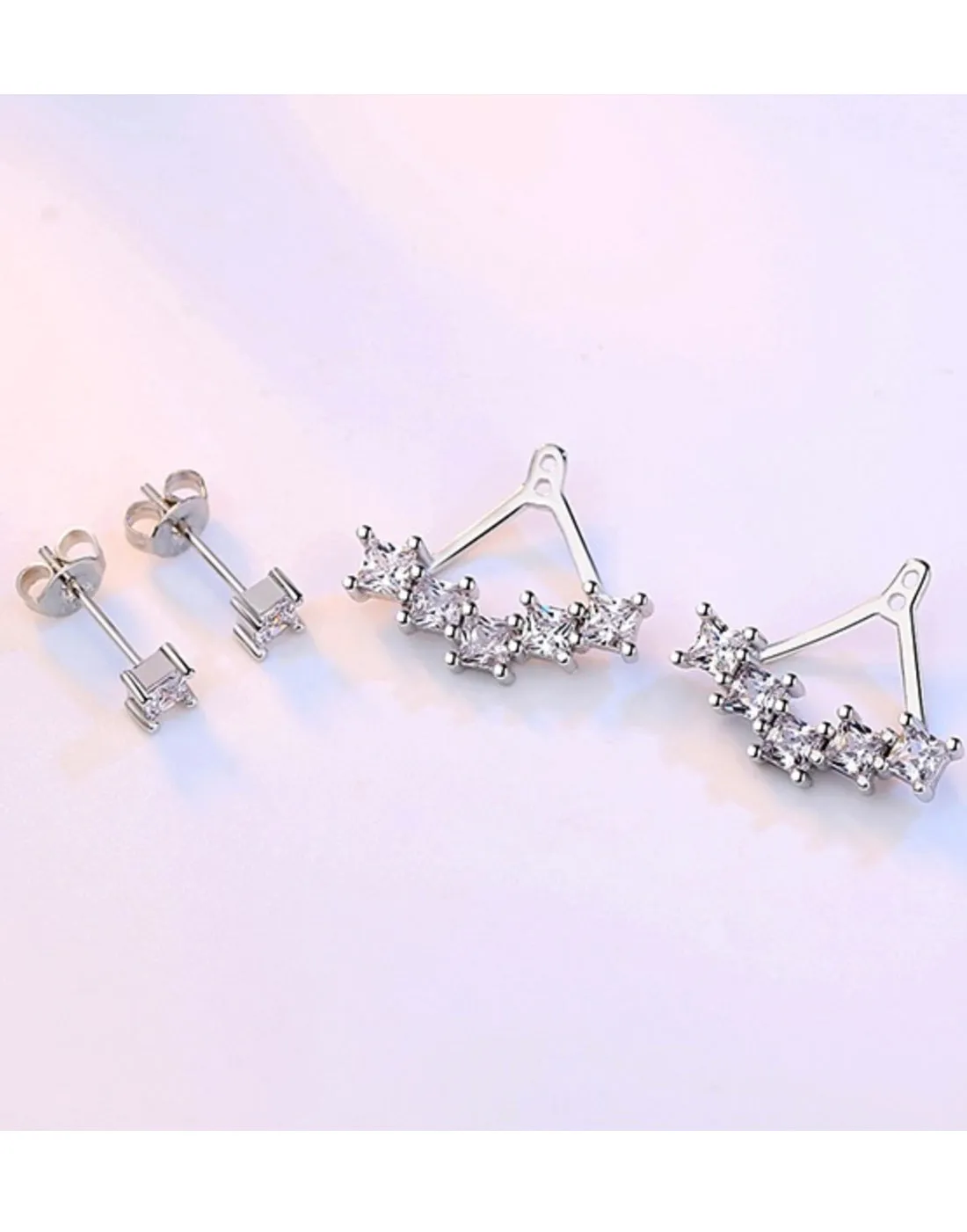 Platinum Plated Austrian Crystal Cuff Earrings