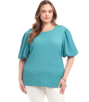 Plus Size Puff Sleeve Textured Top