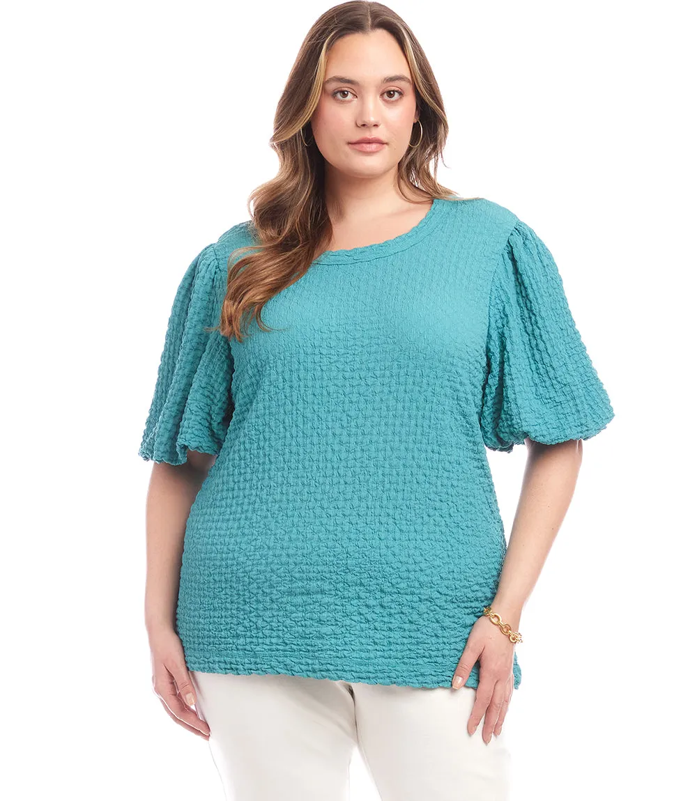 Plus Size Puff Sleeve Textured Top