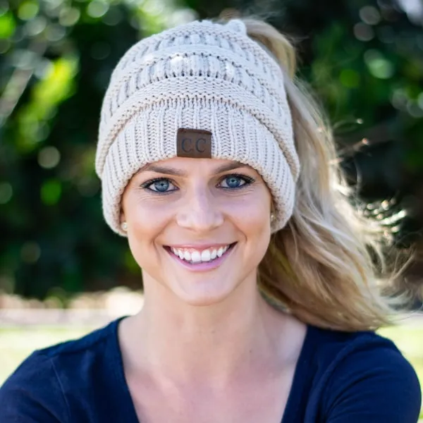 Ponytail Knit Beanie