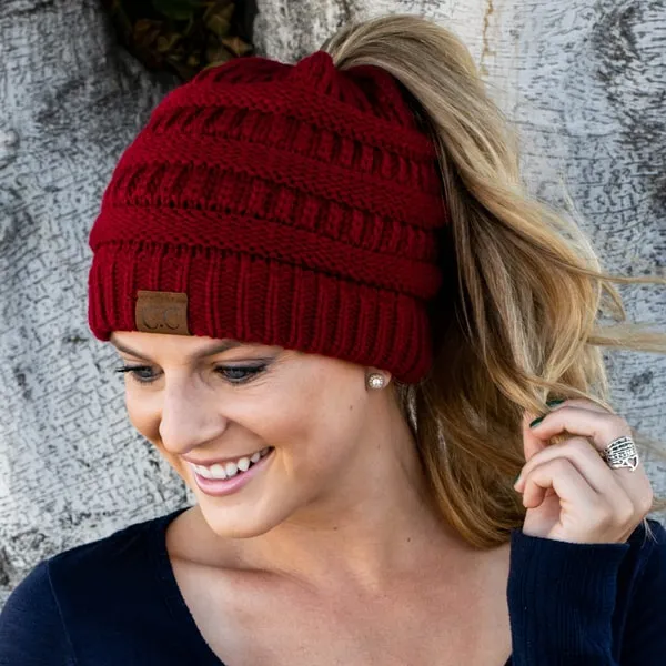 Ponytail Knit Beanie