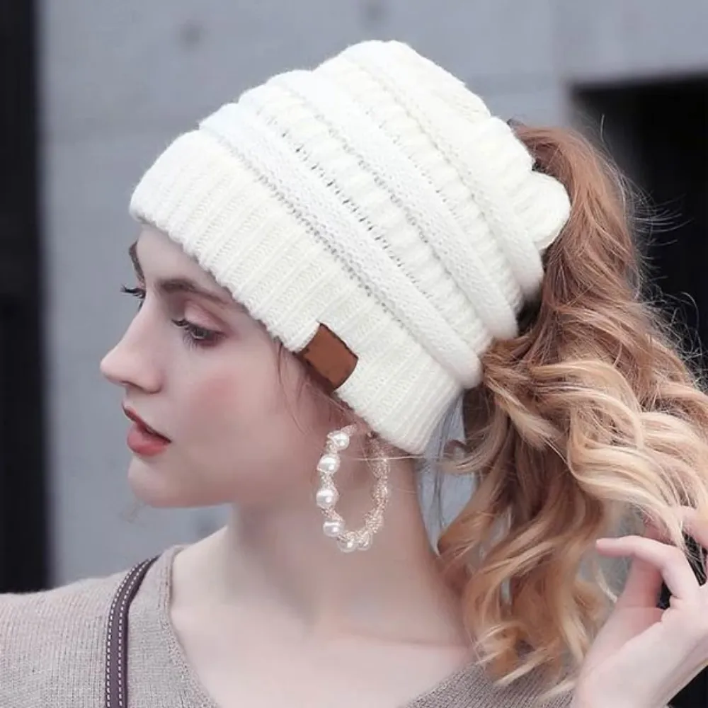 Ponytail Knit Beanie