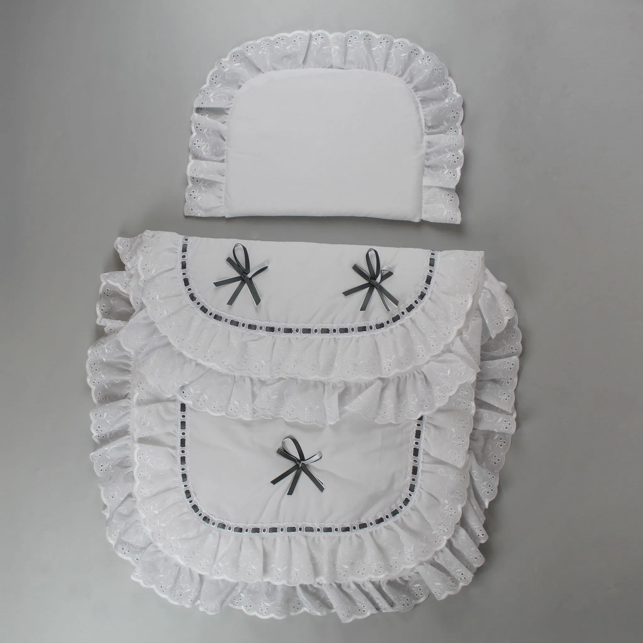 Pram Set - Pram Quilt and Pillow White/Charcoal