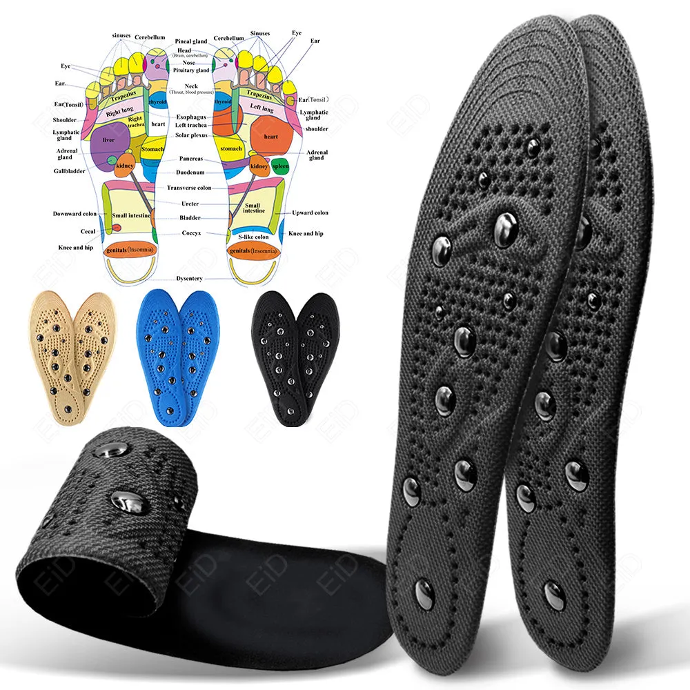 Premium Magnetic Therapy Insoles for Foot Acupressure - Soft Sports Cushion Inserts, Sweat-Absorbing & Deodorant, Unisex Comfort for Men and Women