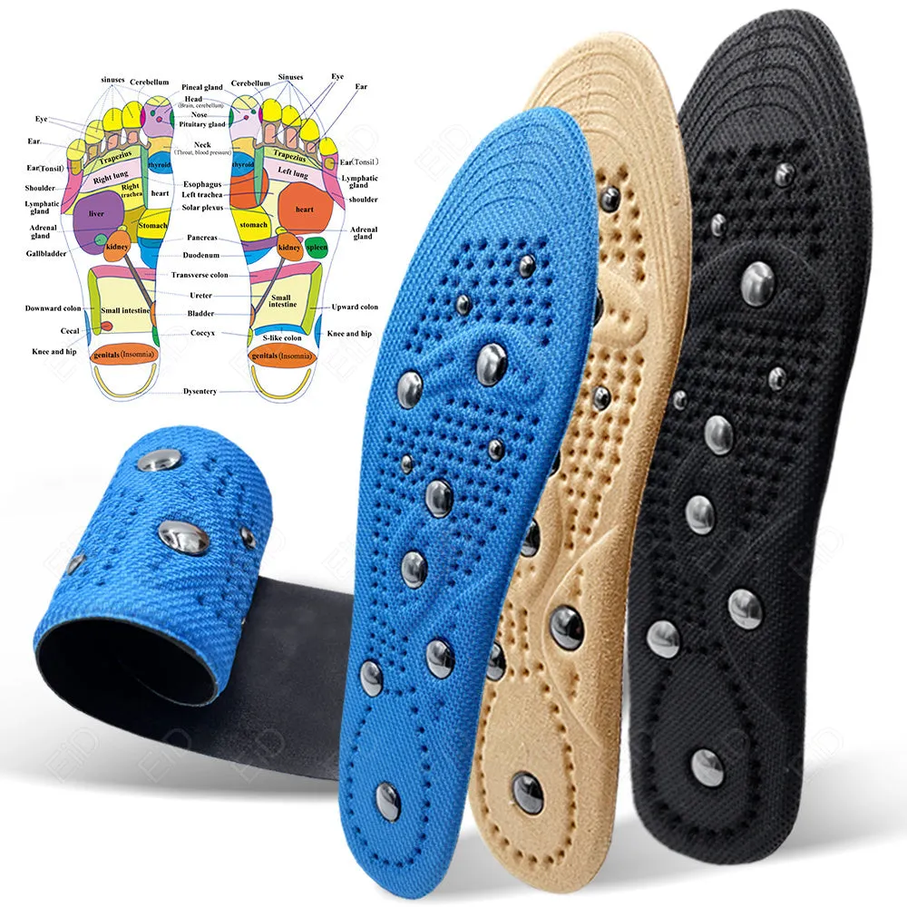 Premium Magnetic Therapy Insoles for Foot Acupressure - Soft Sports Cushion Inserts, Sweat-Absorbing & Deodorant, Unisex Comfort for Men and Women