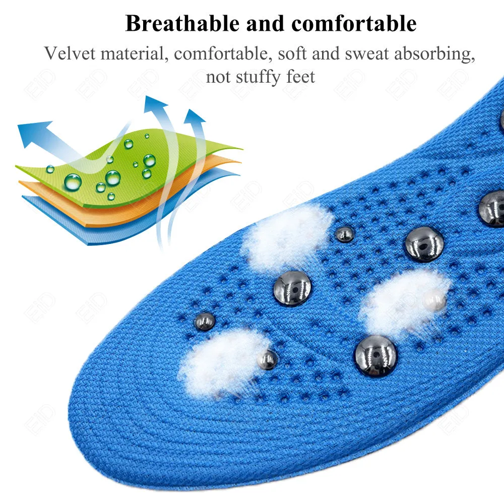 Premium Magnetic Therapy Insoles for Foot Acupressure - Soft Sports Cushion Inserts, Sweat-Absorbing & Deodorant, Unisex Comfort for Men and Women