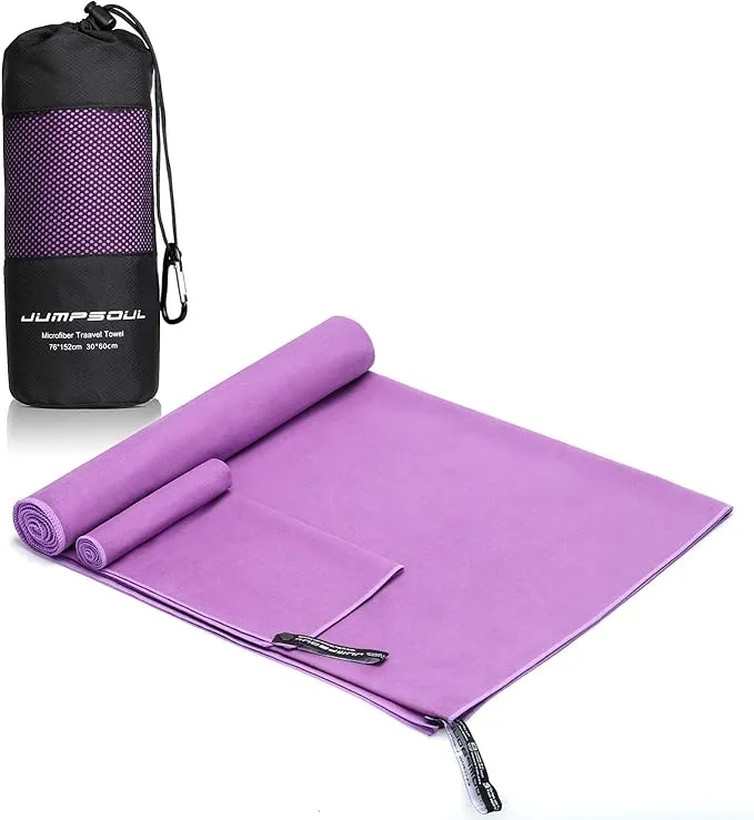 Premium Microfiber Sports Travel Towel 12 Size Pack - Fast Drying, Soft, Ultra Absorbent, Compact, Lightweight. Best Towel for Camping, Beach, Bath, Yoga, Gym, Hiking, Backpacking…