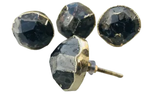 Pyrite Gemstone Agate Cabinet Door Pull Handle - Set of 4