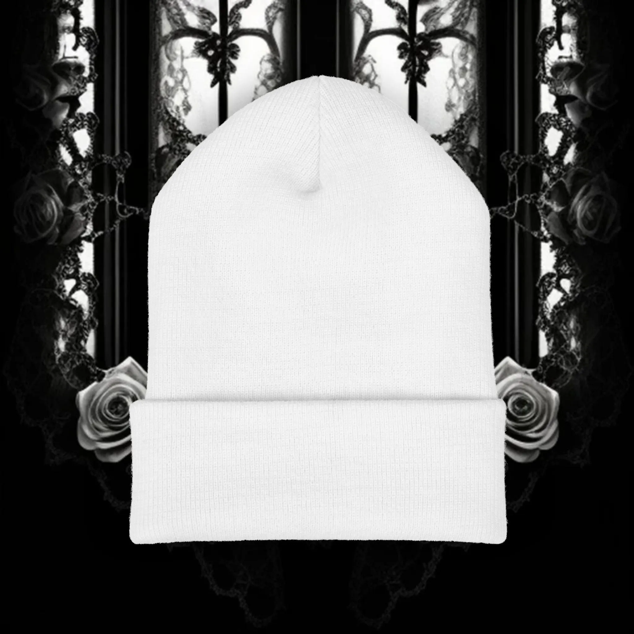 Queen of Hearts Embroidered Classic Cuffed Beanie - Stylish Winter Hat for Fashion Enthusiasts