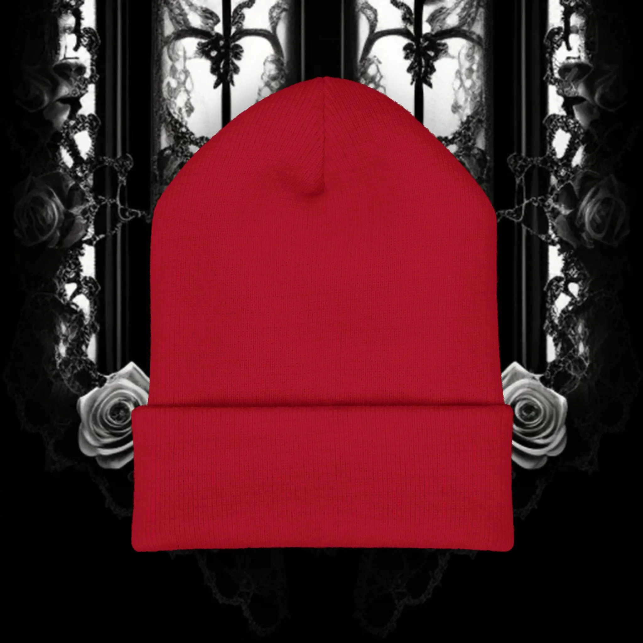 Queen of Hearts Embroidered Classic Cuffed Beanie - Stylish Winter Hat for Fashion Enthusiasts