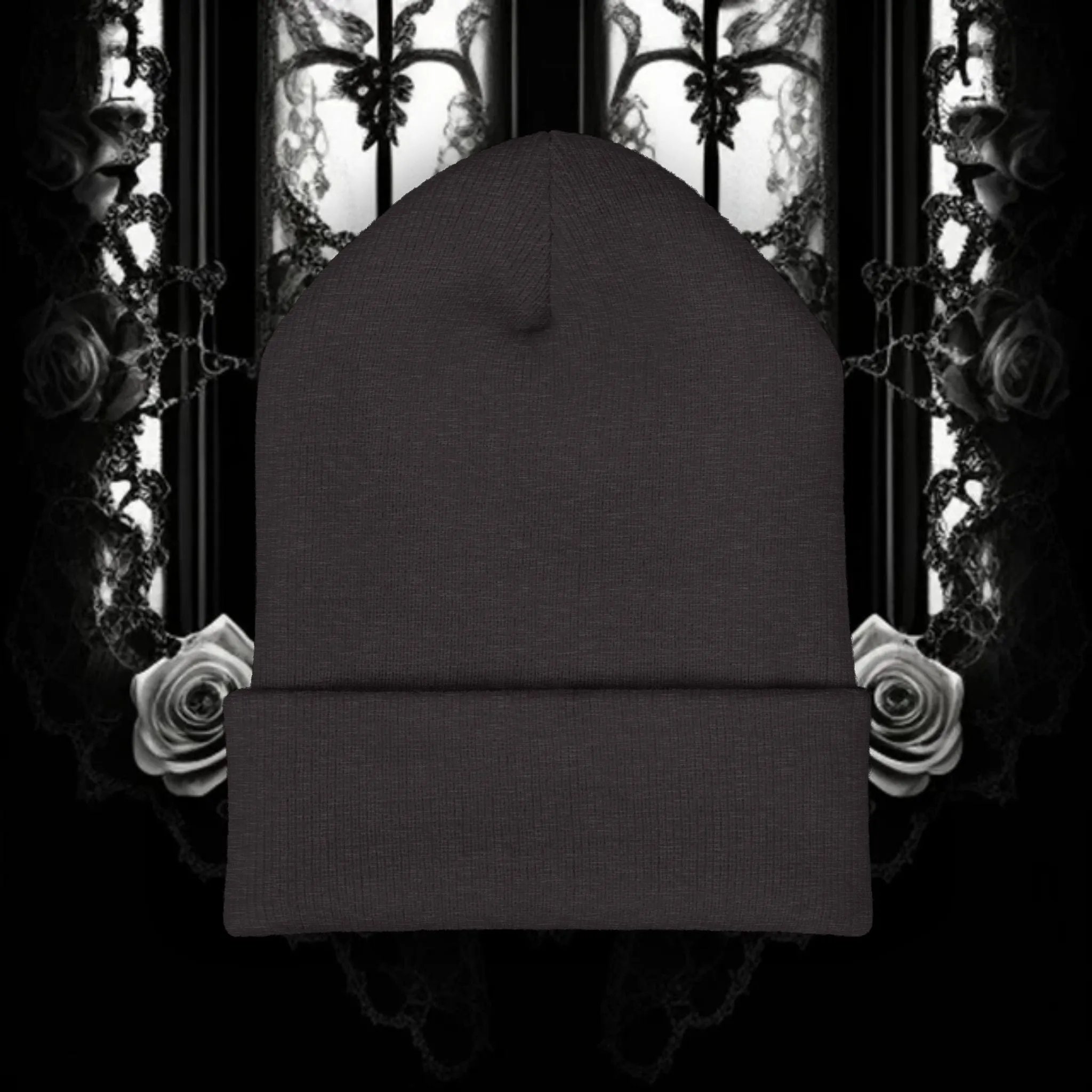 Queen of Hearts Embroidered Classic Cuffed Beanie - Stylish Winter Hat for Fashion Enthusiasts