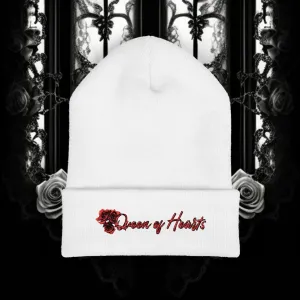 Queen of Hearts Embroidered Classic Cuffed Beanie - Stylish Winter Hat for Fashion Enthusiasts