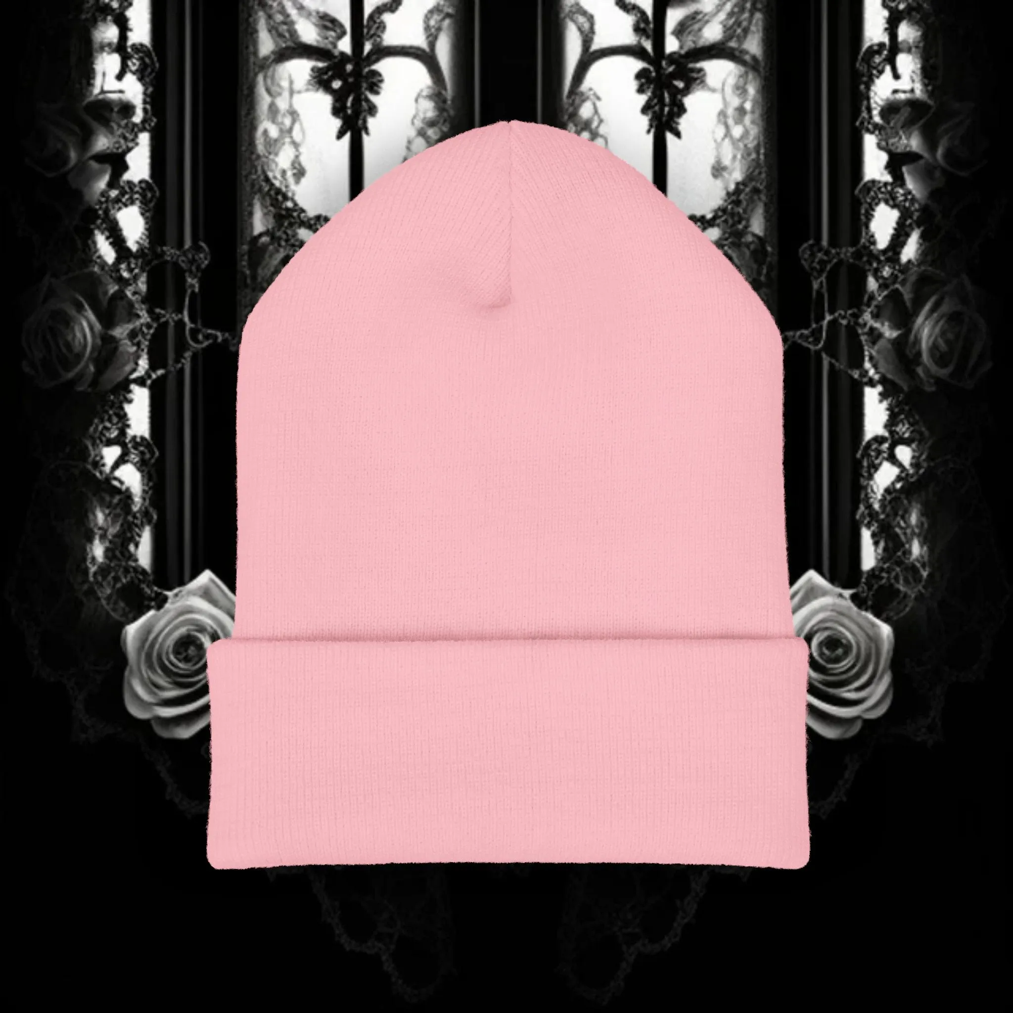 Queen of Hearts Embroidered Classic Cuffed Beanie - Stylish Winter Hat for Fashion Enthusiasts