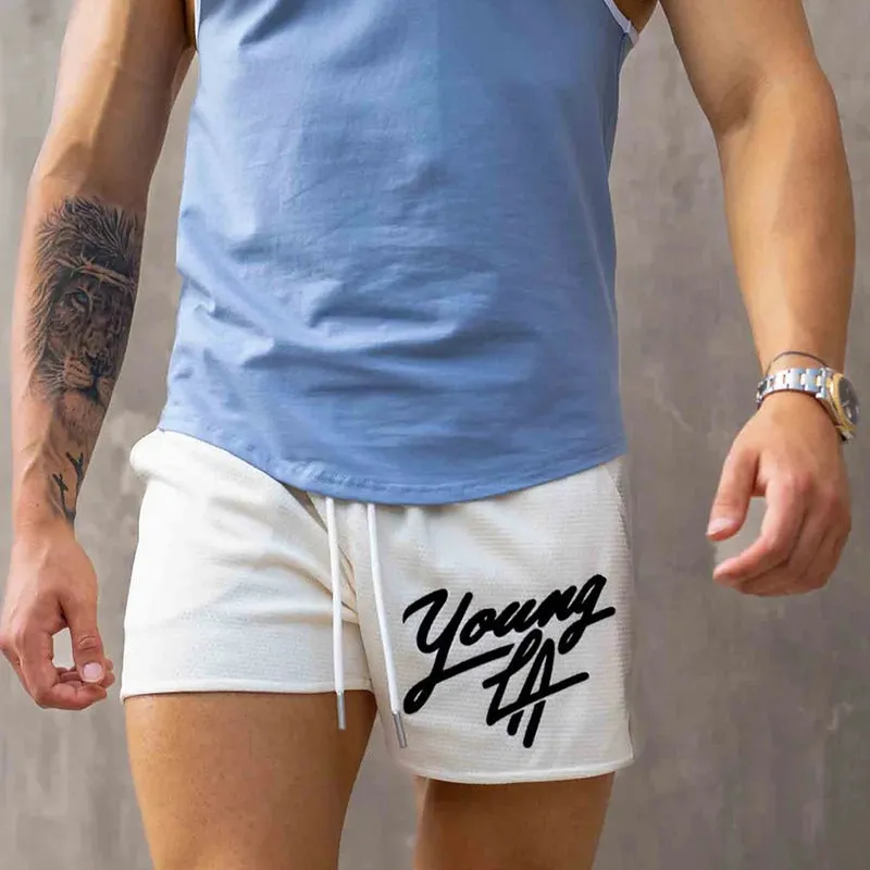 Quick-drying Mesh Casual Sports, American Below the Knee Cropped Shorts