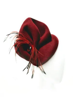 "Dita" Burgundy Red Double Sided Velour Fur Felt Hat