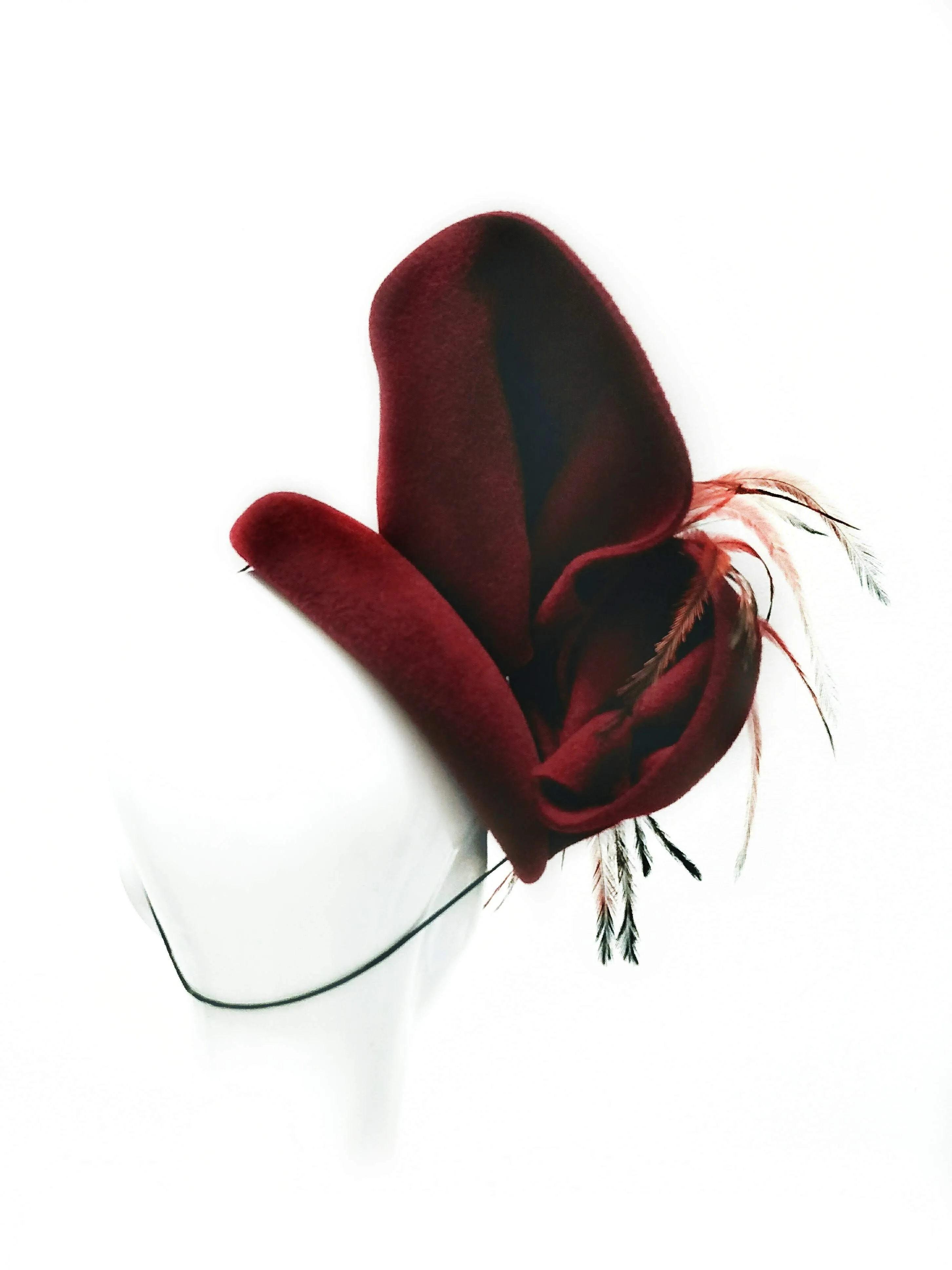 "Dita" Burgundy Red Double Sided Velour Fur Felt Hat