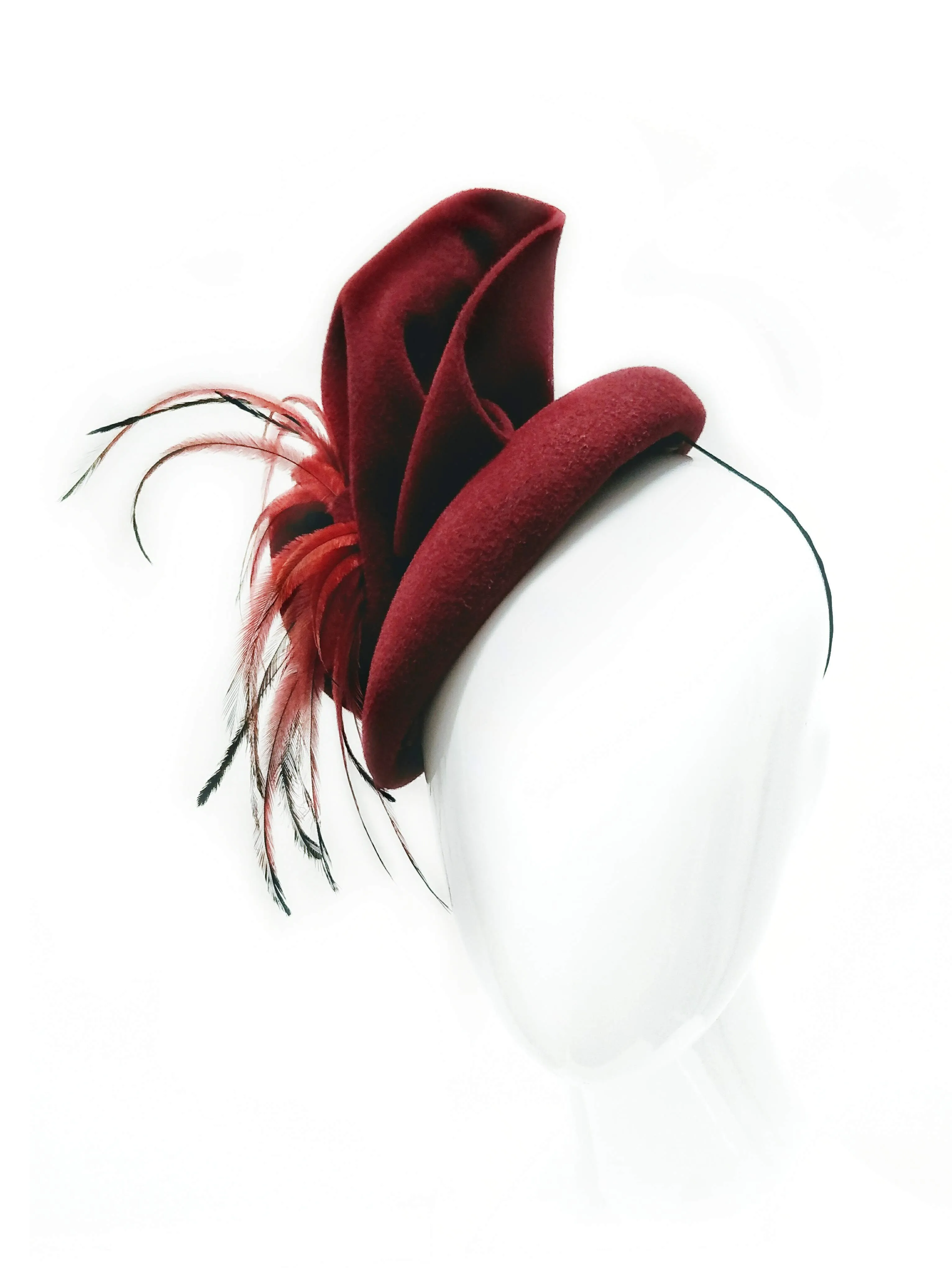 "Dita" Burgundy Red Double Sided Velour Fur Felt Hat