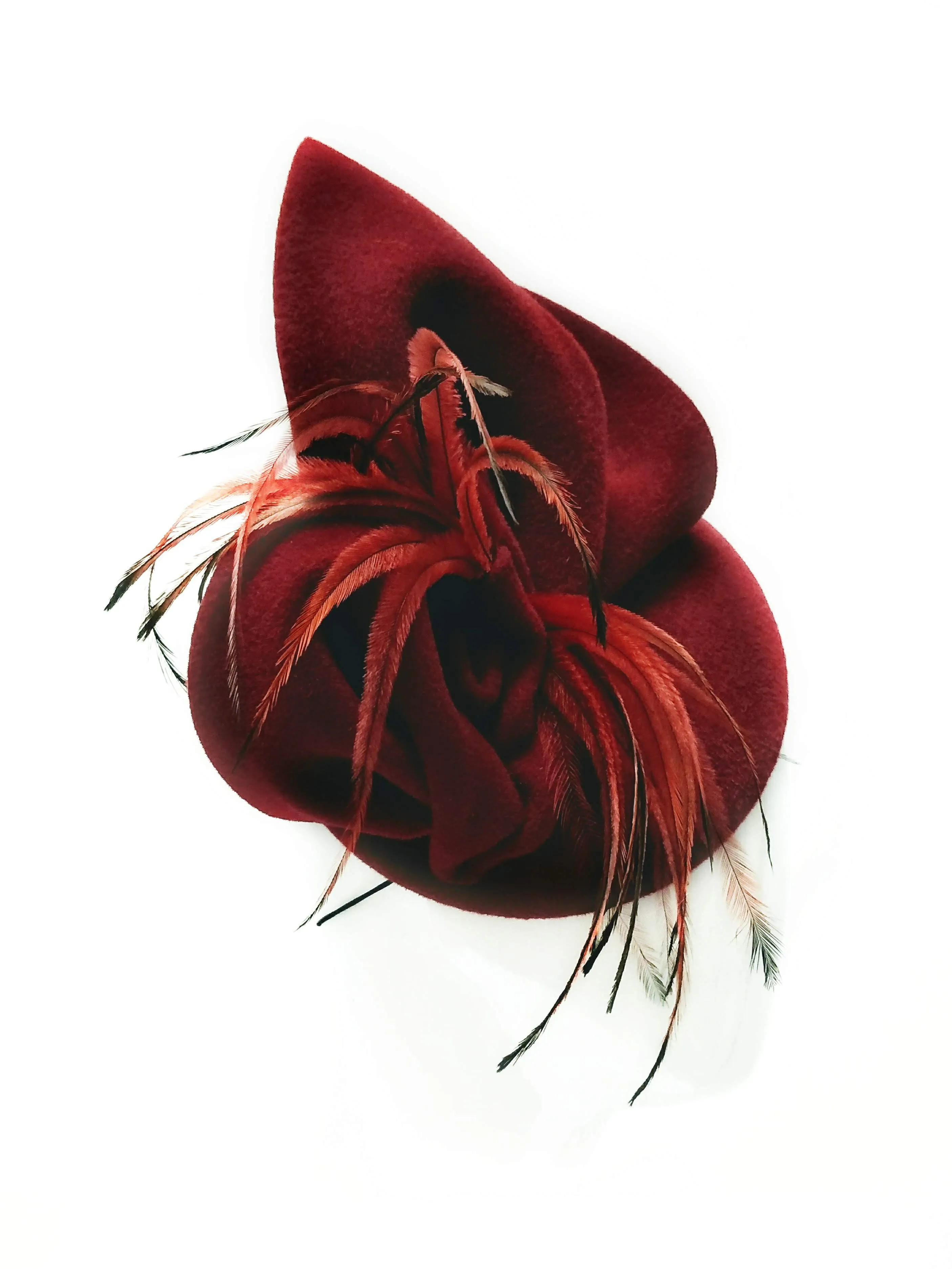 "Dita" Burgundy Red Double Sided Velour Fur Felt Hat