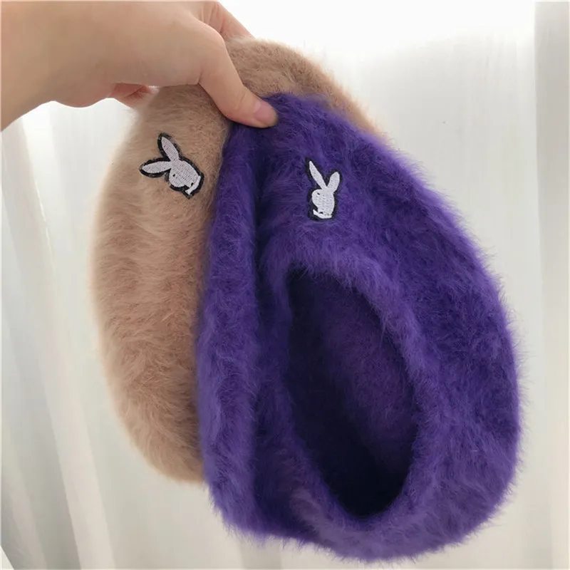 "EMBROIDERED RABBIT HEAD PLUSH" VINTAGE BERET K110711