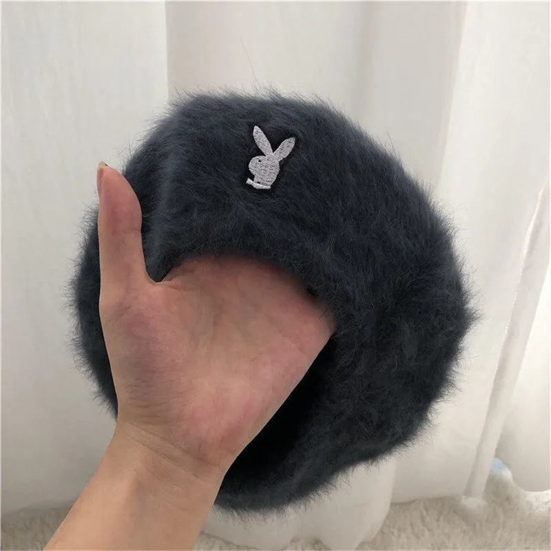"EMBROIDERED RABBIT HEAD PLUSH" VINTAGE BERET K110711