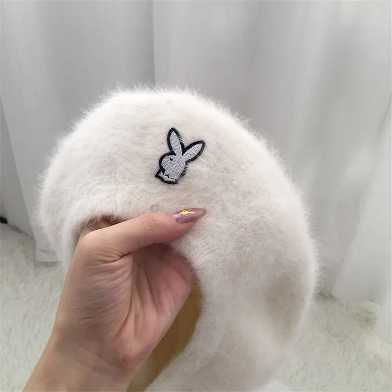"EMBROIDERED RABBIT HEAD PLUSH" VINTAGE BERET K110711