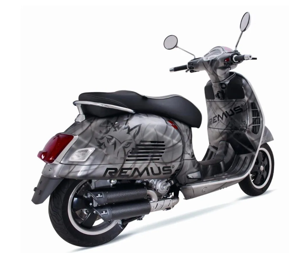 Racing Exhaust REMUS Dual Flow Carbon | Vespa GTS Models 300cc (`16-`18) E4