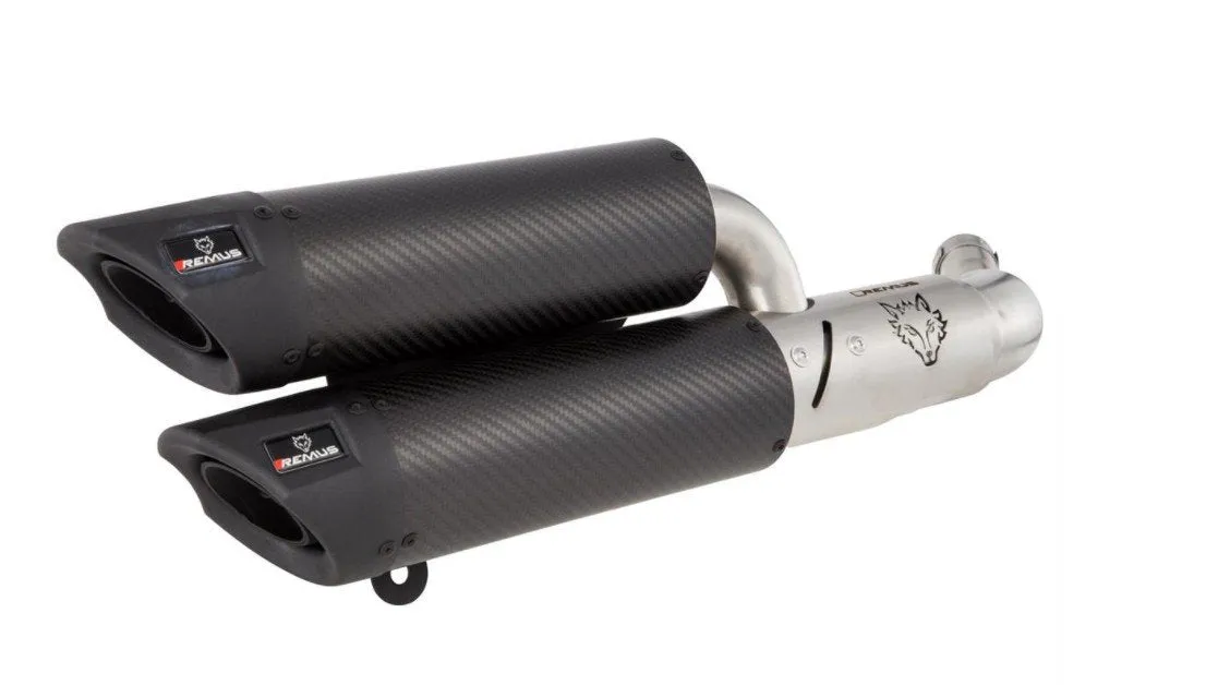 Racing Exhaust REMUS Dual Flow Carbon | Vespa GTS Models 300cc (`16-`18) E4