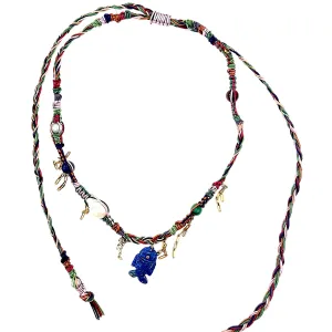 Rainbow Lapis Fish Rockstar Leather Necklace