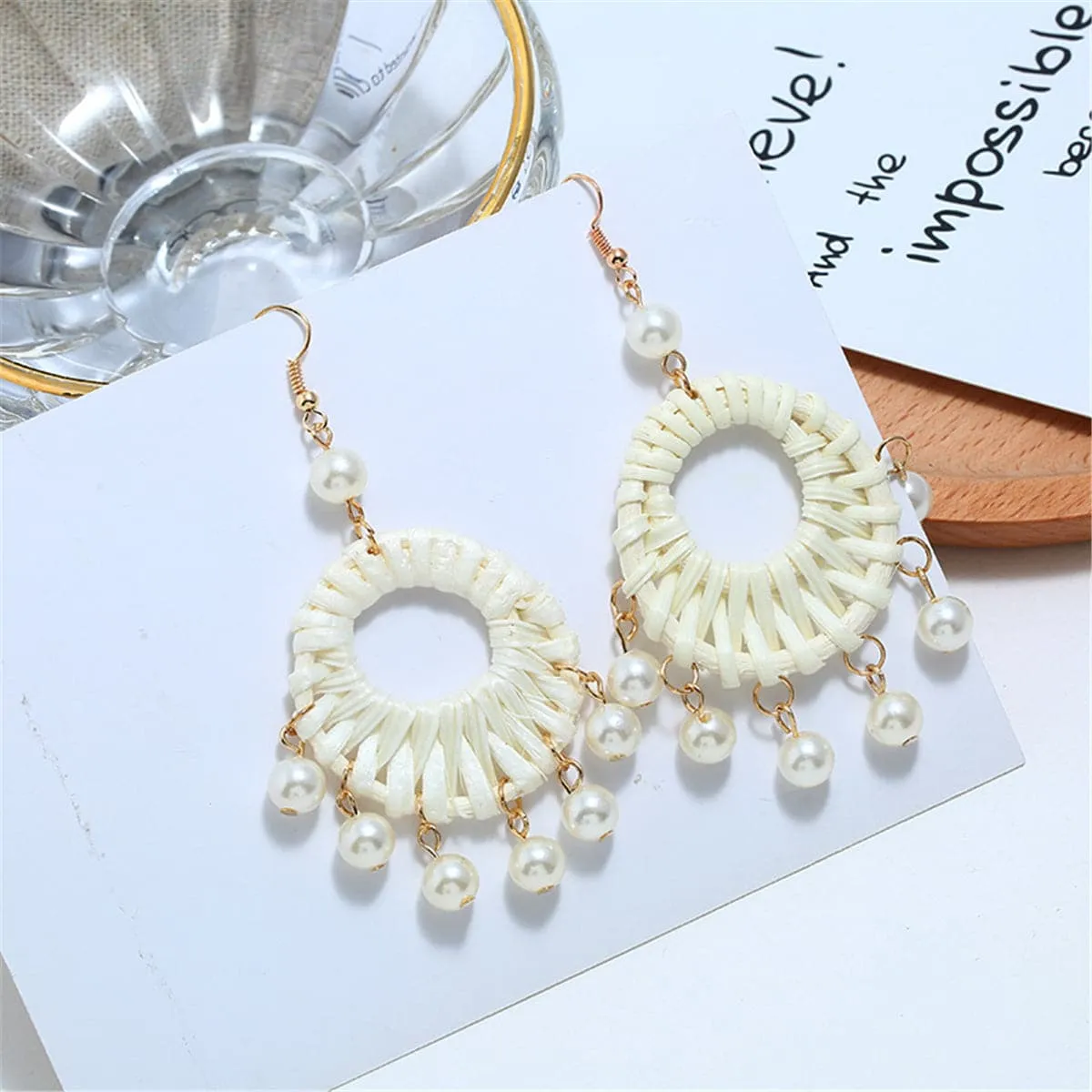Rattan & Pearl 18K Gold-Plated Drop Earrings