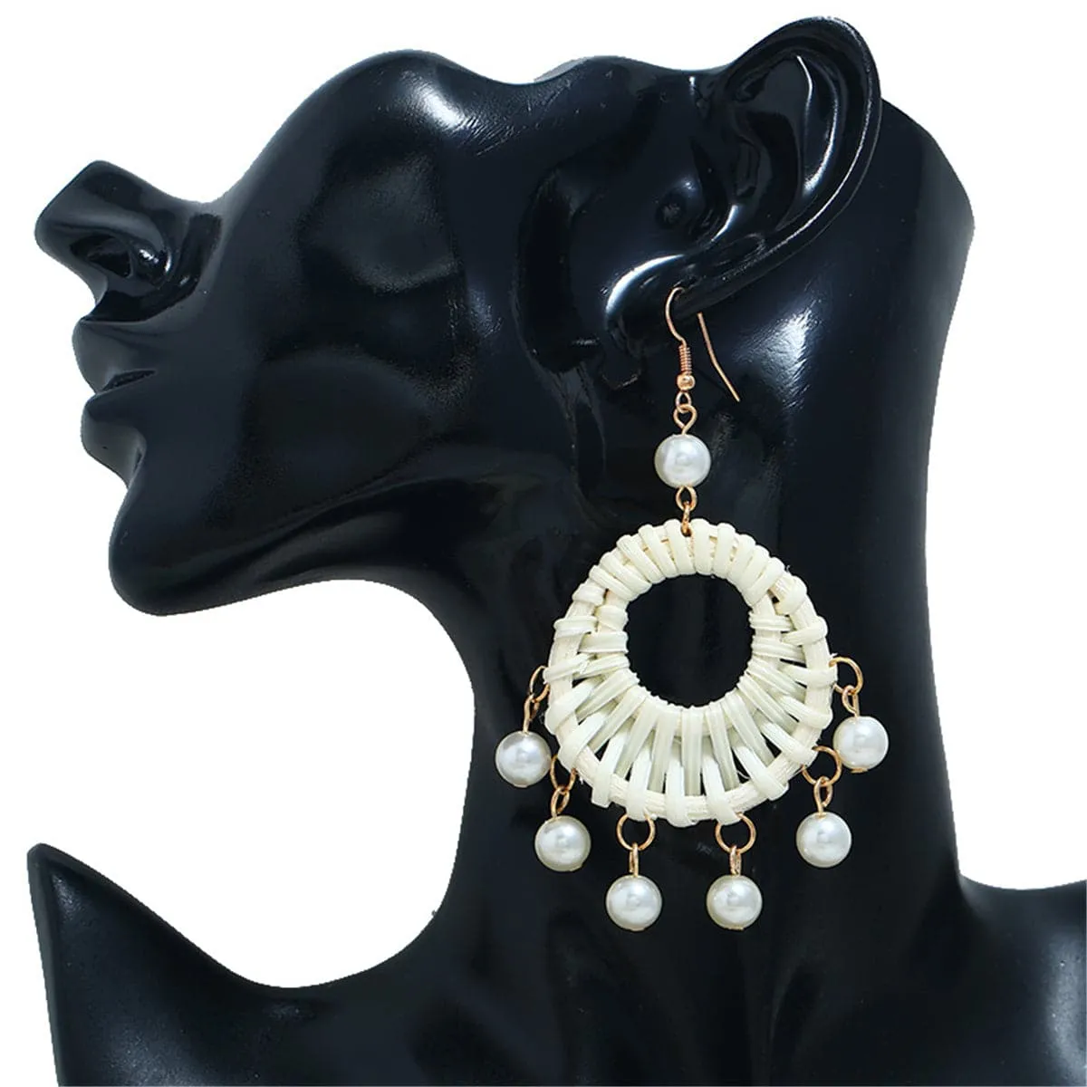 Rattan & Pearl 18K Gold-Plated Drop Earrings