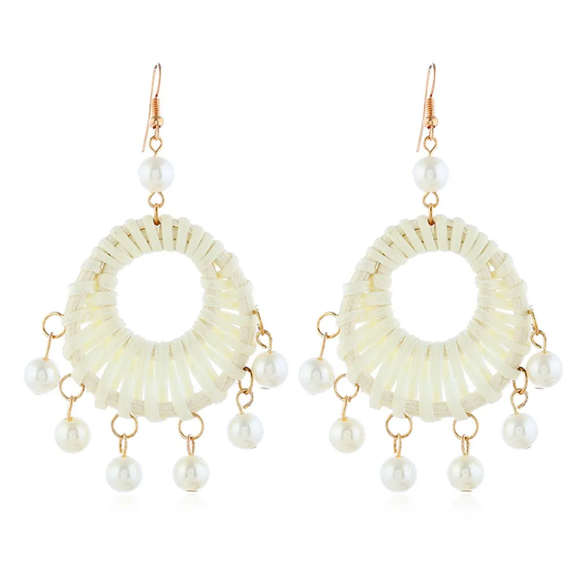 Rattan & Pearl 18K Gold-Plated Drop Earrings