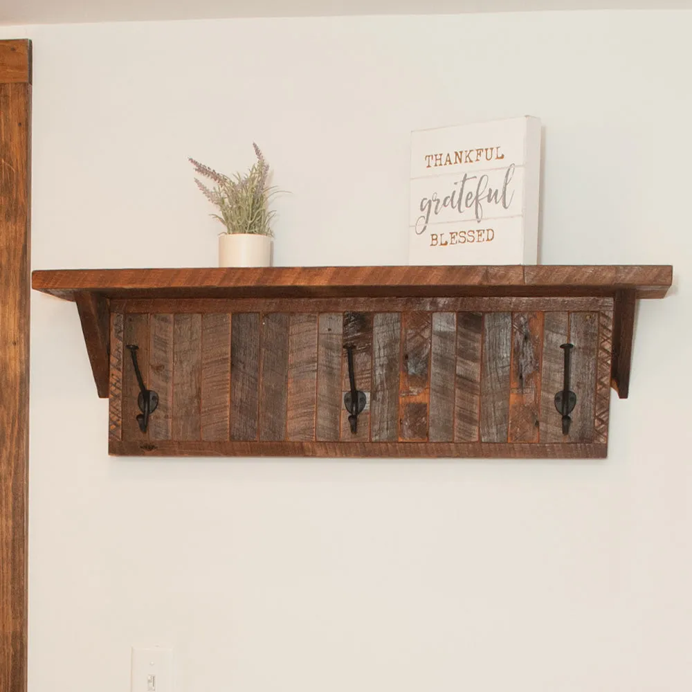 Reclaimed Wood Coat Rack Shelf