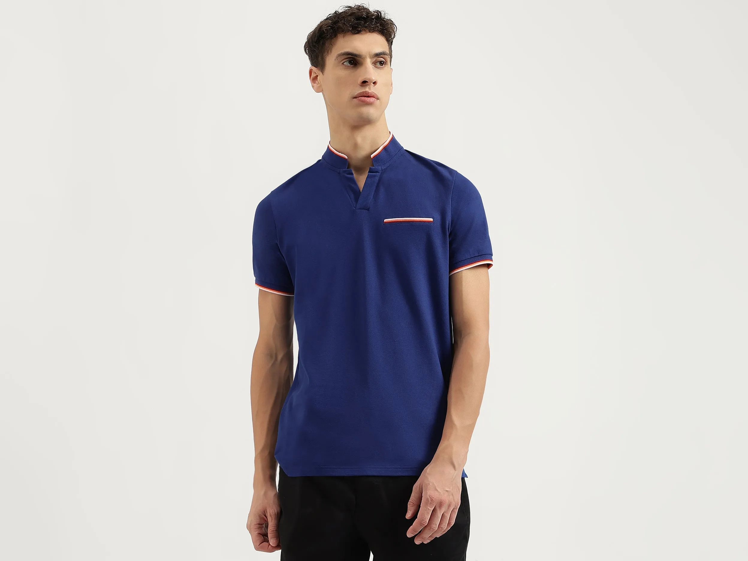 Regular Fit Johny Collar Solid Tshirt