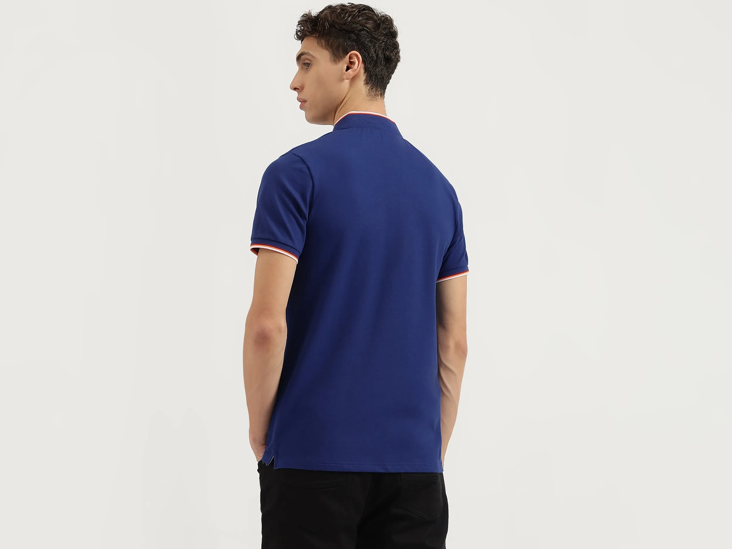 Regular Fit Johny Collar Solid Tshirt