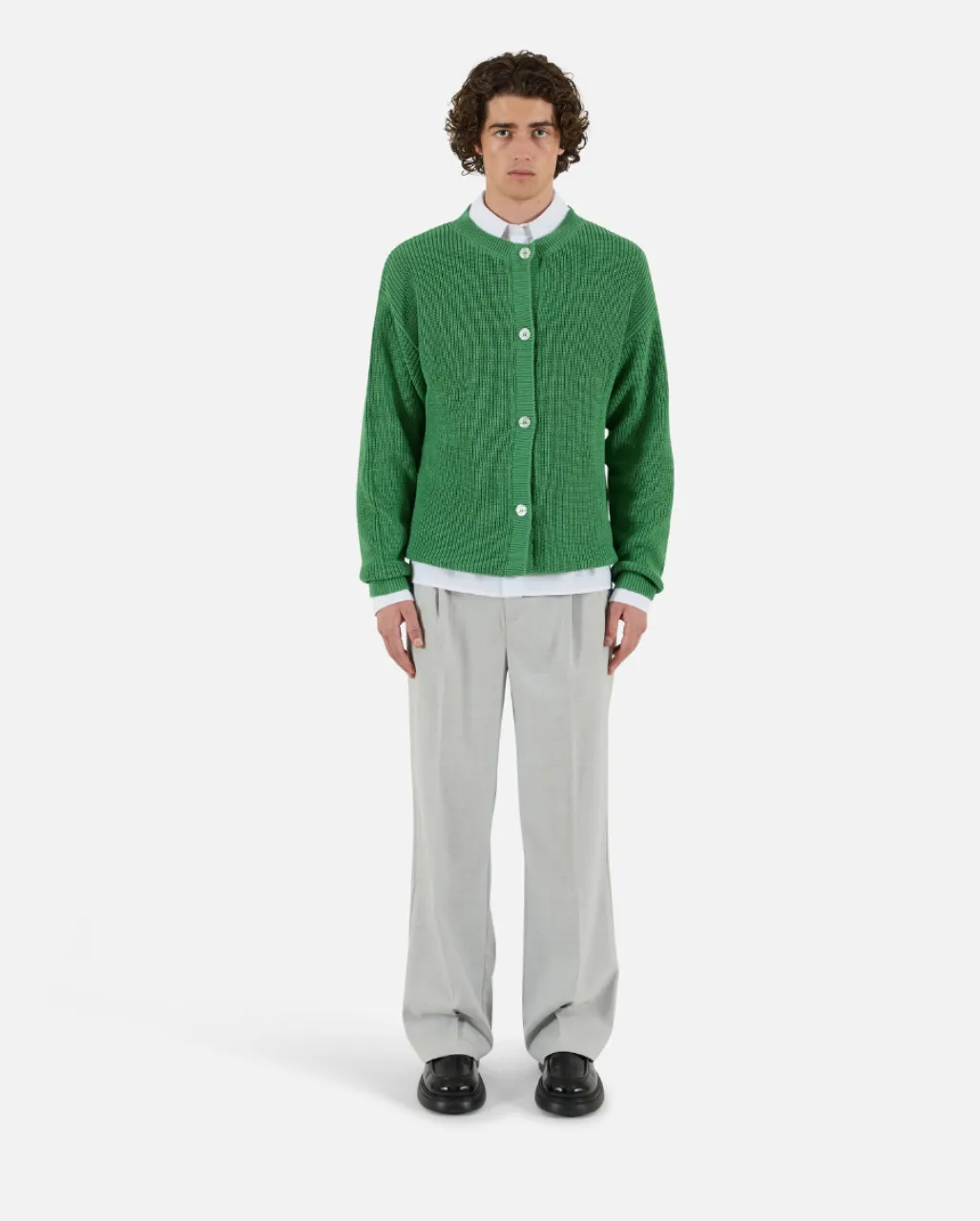 Rib Knit Crewneck Cardigan