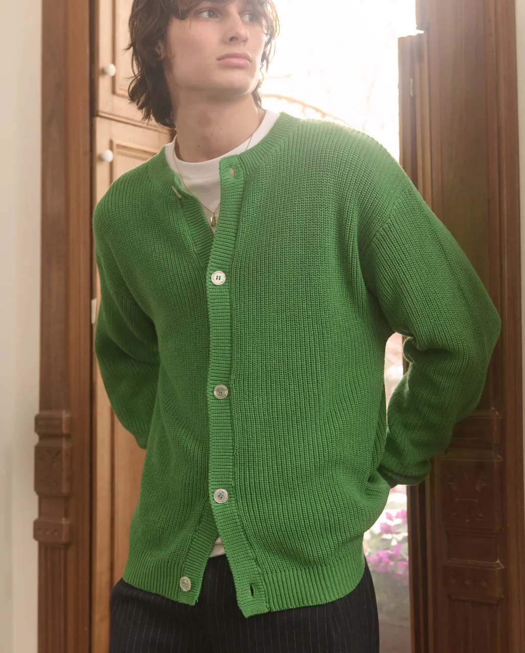 Rib Knit Crewneck Cardigan