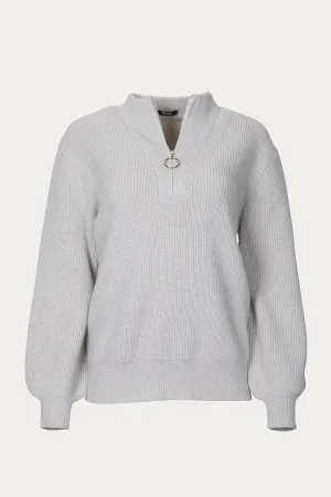RIBBED-KNIT HALF-ZIP SWEATER