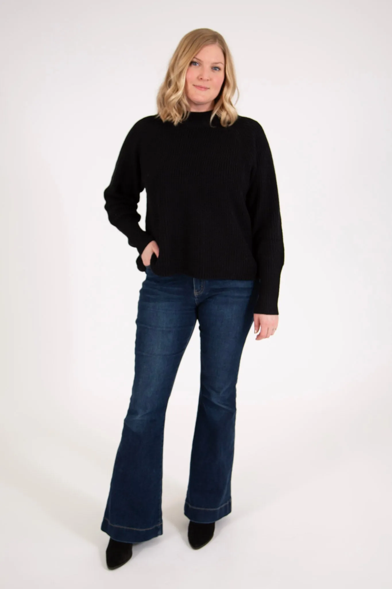 Ribbed Knit Open Back Surplice Sweater