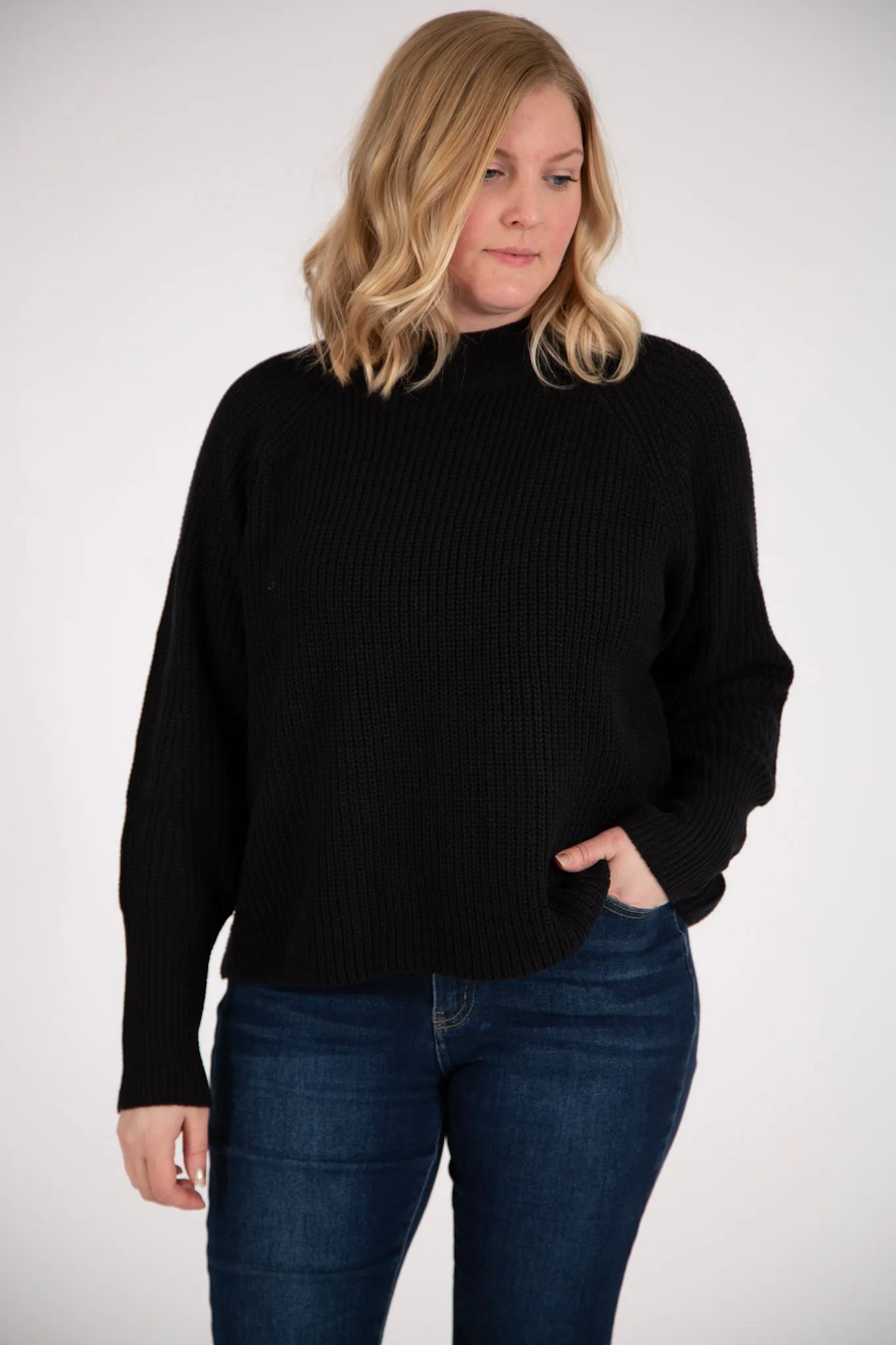 Ribbed Knit Open Back Surplice Sweater