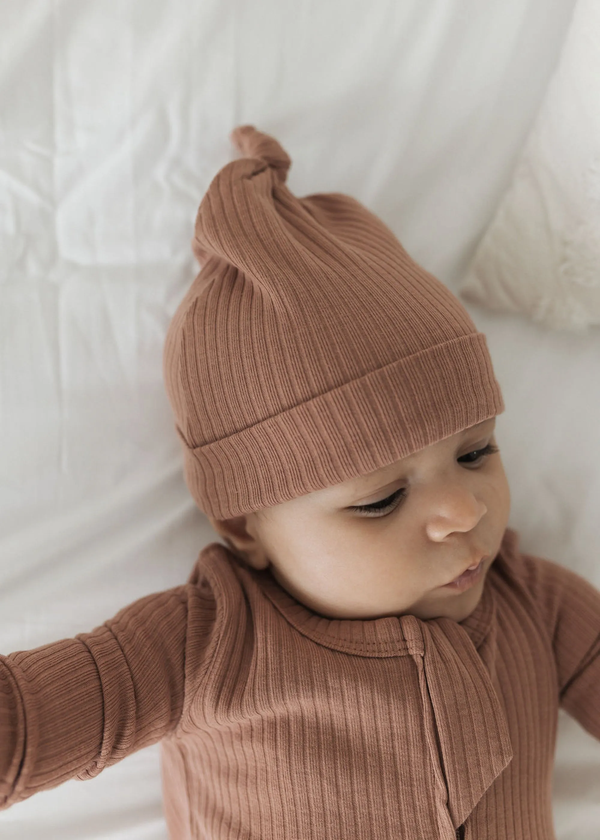 Ribbed Knotted Hat | Vintage Rose