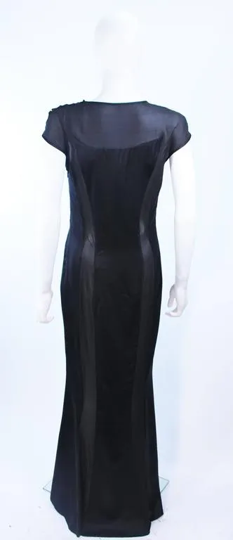 RICHARD TYLER Black Silk and Chiffon Sheer Gown Size 8