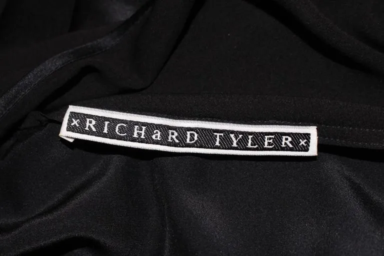RICHARD TYLER Black Silk and Chiffon Sheer Gown Size 8