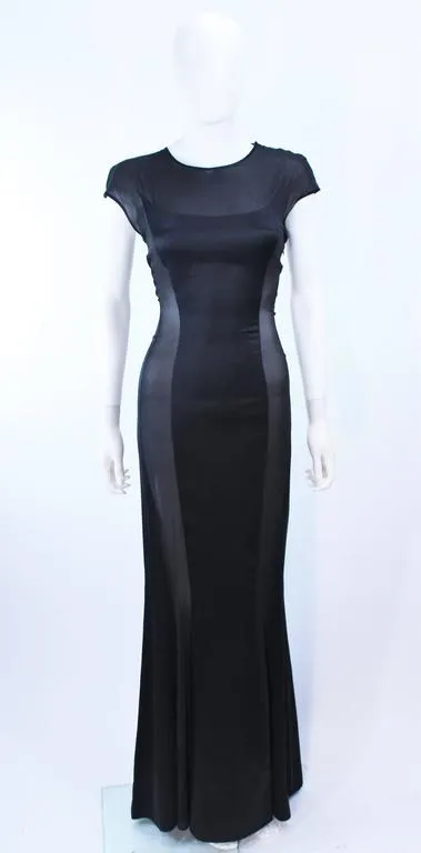 RICHARD TYLER Black Silk and Chiffon Sheer Gown Size 8